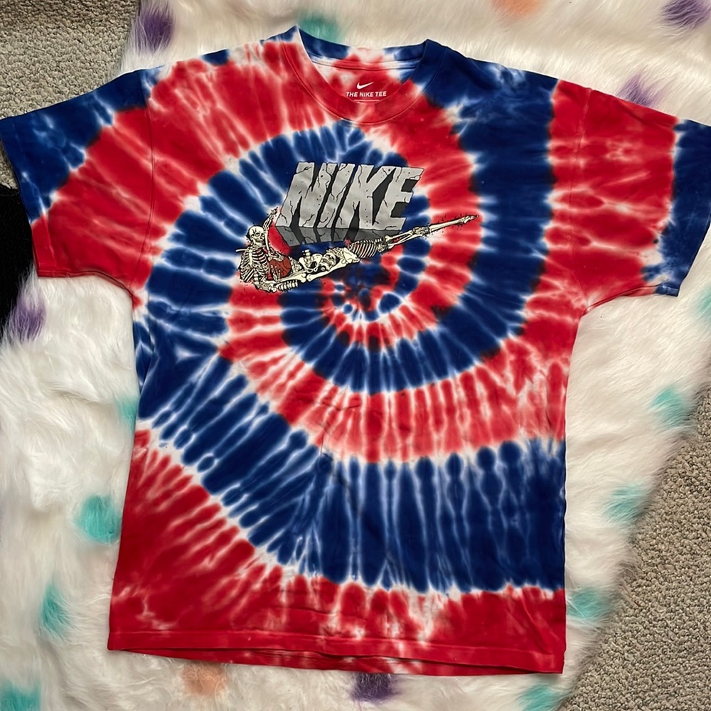Nike Tie Dye Blue & Red Skeleton T Shirt